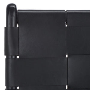 Safavieh Cassaphina Woven Leather Dining Chair – Elevate Your Space With Stylish Comfort And Timeless Elegance Black Wood ,Leather Sfv1611a-set2