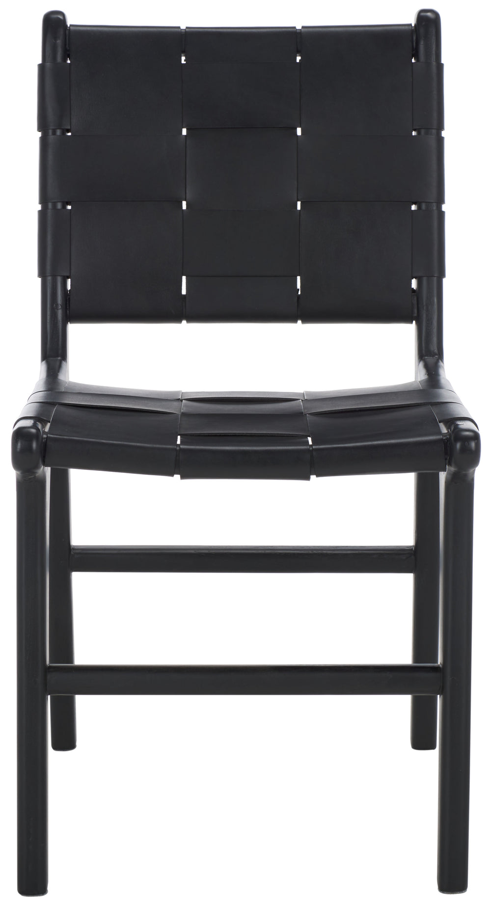 Safavieh Cassaphina Woven Leather Dining Chair – Elevate Your Space With Stylish Comfort And Timeless Elegance Black Wood ,Leather Sfv1611a-set2