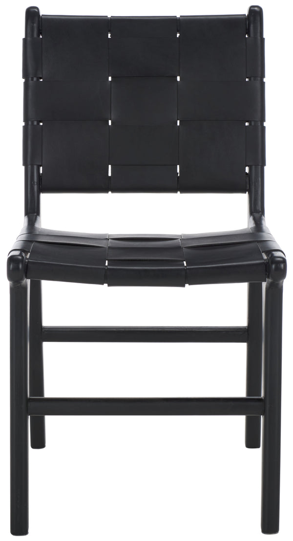 Safavieh Cassaphina Woven Leather Dining Chair – Elevate Your Space With Stylish Comfort And Timeless Elegance Black Wood ,Leather Sfv1611a-set2