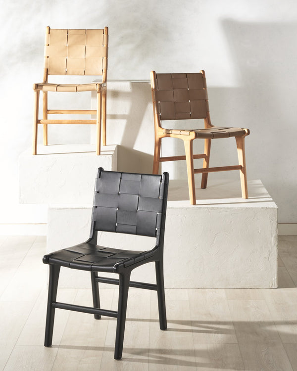 Safavieh Cassaphina Woven Leather Dining Chair – Elevate Your Space With Stylish Comfort And Timeless Elegance Tan ,Natural Wood ,Leather Sfv1611c-set2