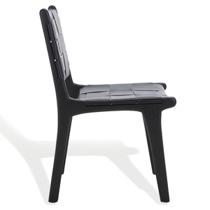 Safavieh Cassaphina Woven Leather Dining Chair – Elevate Your Space With Stylish Comfort And Timeless Elegance Black Wood ,Leather Sfv1611a-set2