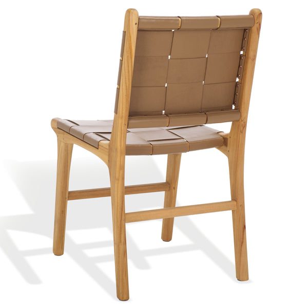 Safavieh Cassaphina Woven Leather Dining Chair – Elevate Your Space With Stylish Comfort And Timeless Elegance Brown ,Natural Wood ,Leather Sfv1611b-set2