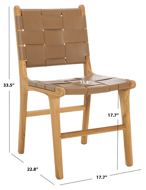 Safavieh Cassaphina Woven Leather Dining Chair – Elevate Your Space With Stylish Comfort And Timeless Elegance Brown ,Natural Wood ,Leather Sfv1611b-set2