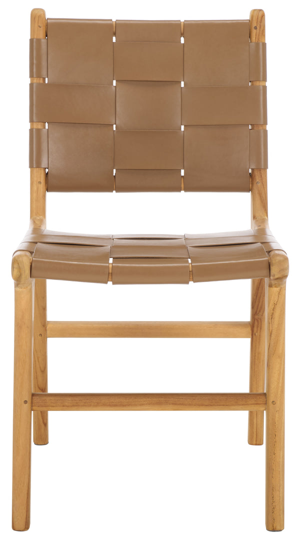 Safavieh Cassaphina Woven Leather Dining Chair – Elevate Your Space With Stylish Comfort And Timeless Elegance Brown ,Natural Wood ,Leather Sfv1611b-set2