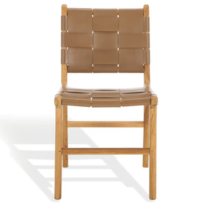Safavieh Cassaphina Woven Leather Dining Chair – Elevate Your Space With Stylish Comfort And Timeless Elegance Brown ,Natural Wood ,Leather Sfv1611b-set2