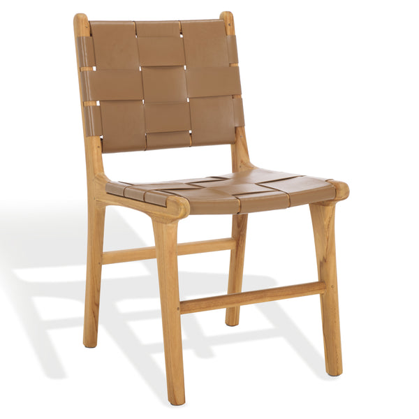 Safavieh Cassaphina Woven Leather Dining Chair – Elevate Your Space With Stylish Comfort And Timeless Elegance Brown ,Natural Wood ,Leather Sfv1611b-set2