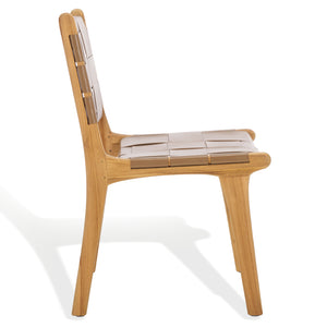 Safavieh Cassaphina Woven Leather Dining Chair – Elevate Your Space With Stylish Comfort And Timeless Elegance Brown ,Natural Wood ,Leather Sfv1611b-set2