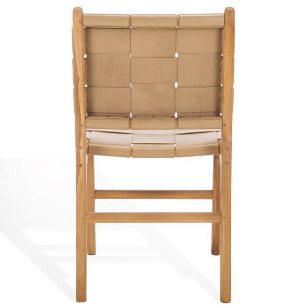 Safavieh Cassaphina Woven Leather Dining Chair – Elevate Your Space With Stylish Comfort And Timeless Elegance Tan ,Natural Wood ,Leather Sfv1611c-set2