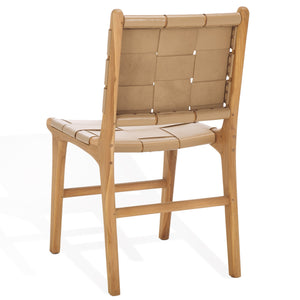 Safavieh Cassaphina Woven Leather Dining Chair – Elevate Your Space With Stylish Comfort And Timeless Elegance Tan ,Natural Wood ,Leather Sfv1611c-set2