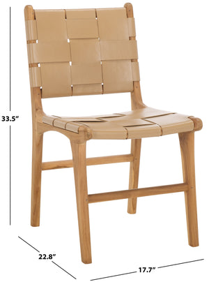 Safavieh Cassaphina Woven Leather Dining Chair – Elevate Your Space With Stylish Comfort And Timeless Elegance Tan ,Natural Wood ,Leather Sfv1611c-set2