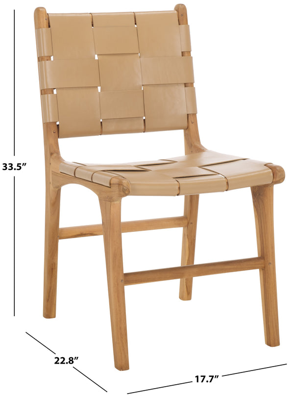 Safavieh Cassaphina Woven Leather Dining Chair – Elevate Your Space With Stylish Comfort And Timeless Elegance Tan ,Natural Wood ,Leather Sfv1611c-set2