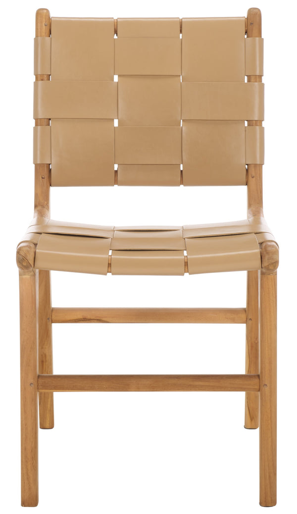 Safavieh Cassaphina Woven Leather Dining Chair – Elevate Your Space With Stylish Comfort And Timeless Elegance Tan ,Natural Wood ,Leather Sfv1611c-set2