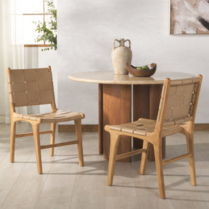 Safavieh Cassaphina Woven Leather Dining Chair – Elevate Your Space With Stylish Comfort And Timeless Elegance Tan ,Natural Wood ,Leather Sfv1611c-set2