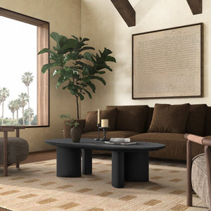 Safavieh BARNARD Oval Wood Coffee Table - Elegant Rubberwood Centerpiece for Modern Living Room Style Black SFV1701A