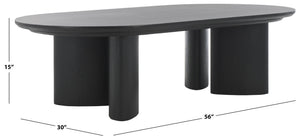 Safavieh BARNARD Oval Wood Coffee Table - Elegant Rubberwood Centerpiece for Modern Living Room Style Black SFV1701A
