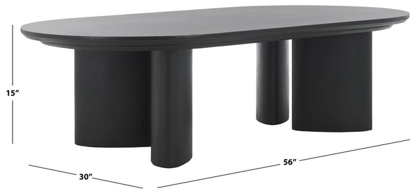 Safavieh BARNARD Oval Wood Coffee Table - Elegant Rubberwood Centerpiece for Modern Living Room Style Black SFV1701A