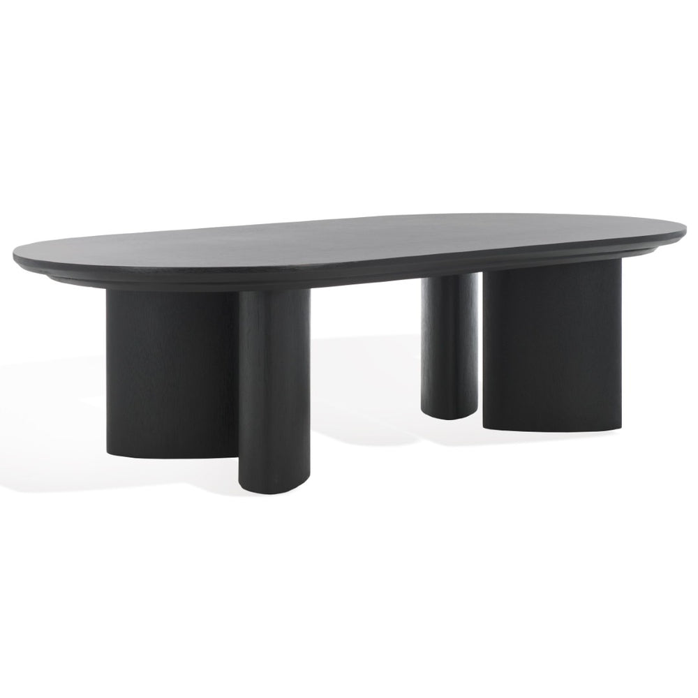 Safavieh BARNARD Oval Wood Coffee Table - Elegant Rubberwood Centerpiece for Modern Living Room Style Black SFV1701A