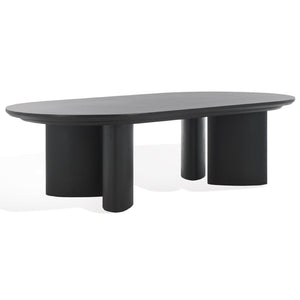 Safavieh BARNARD Oval Wood Coffee Table - Elegant Rubberwood Centerpiece for Modern Living Room Style Black SFV1701A