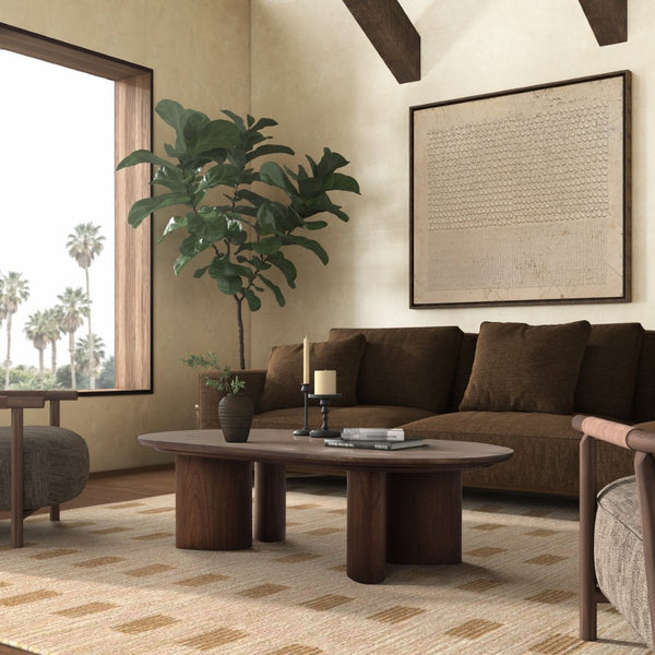 Safavieh BARNARD Oval Wood Coffee Table - Elegant Rubberwood Centerpiece for Modern Living Room Style Walnut SFV1701B