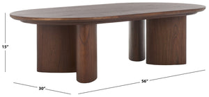 Safavieh BARNARD Oval Wood Coffee Table - Elegant Rubberwood Centerpiece for Modern Living Room Style Walnut SFV1701B