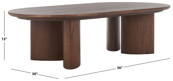 Safavieh BARNARD Oval Wood Coffee Table - Elegant Rubberwood Centerpiece for Modern Living Room Style Walnut SFV1701B
