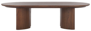 Safavieh BARNARD Oval Wood Coffee Table - Elegant Rubberwood Centerpiece for Modern Living Room Style Walnut SFV1701B