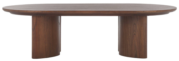 Safavieh BARNARD Oval Wood Coffee Table - Elegant Rubberwood Centerpiece for Modern Living Room Style Walnut SFV1701B