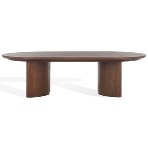 Safavieh BARNARD Oval Wood Coffee Table - Elegant Rubberwood Centerpiece for Modern Living Room Style Walnut SFV1701B