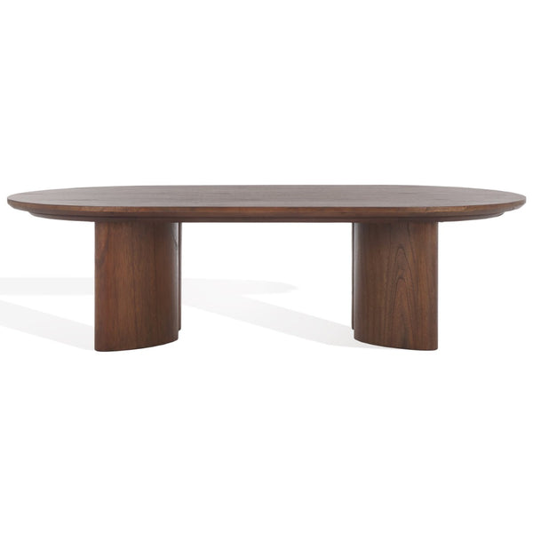 Safavieh BARNARD Oval Wood Coffee Table - Elegant Rubberwood Centerpiece for Modern Living Room Style Walnut SFV1701B