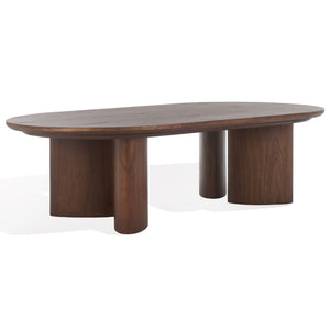 Safavieh BARNARD Oval Wood Coffee Table - Elegant Rubberwood Centerpiece for Modern Living Room Style Walnut SFV1701B