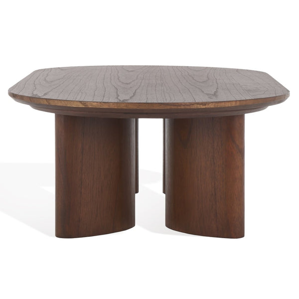 Safavieh BARNARD Oval Wood Coffee Table - Elegant Rubberwood Centerpiece for Modern Living Room Style Walnut SFV1701B