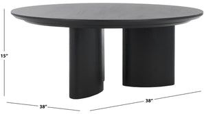 Safavieh BARNARD Round Wood Coffee Table – Elegant Centerpiece for Modern Living Rooms, Durable & Stylish Black SFV1703A
