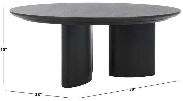 Safavieh BARNARD Round Wood Coffee Table – Elegant Centerpiece for Modern Living Rooms, Durable & Stylish Black SFV1703A