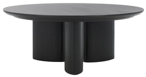 Safavieh BARNARD Round Wood Coffee Table – Elegant Centerpiece for Modern Living Rooms, Durable & Stylish Black SFV1703A