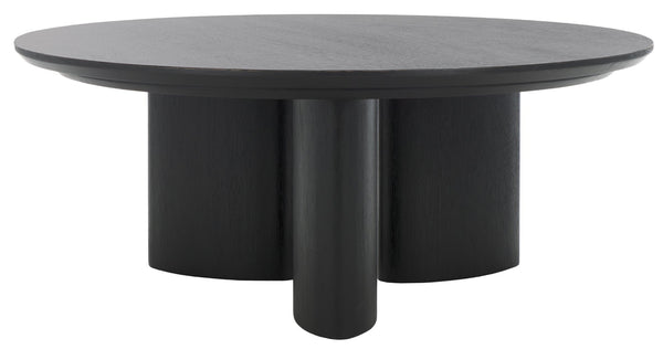 Safavieh BARNARD Round Wood Coffee Table – Elegant Centerpiece for Modern Living Rooms, Durable & Stylish Black SFV1703A