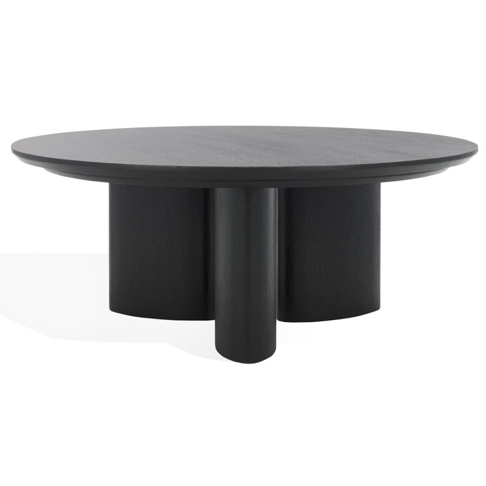 Safavieh BARNARD Round Wood Coffee Table – Elegant Centerpiece for Modern Living Rooms, Durable & Stylish Black SFV1703A