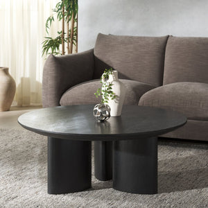 Safavieh BARNARD Round Wood Coffee Table – Elegant Centerpiece for Modern Living Rooms, Durable & Stylish Black SFV1703A
