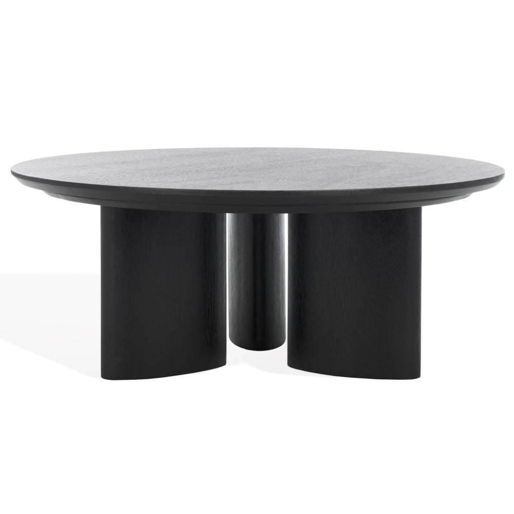 Safavieh BARNARD Round Wood Coffee Table – Elegant Centerpiece for Modern Living Rooms, Durable & Stylish Black SFV1703A