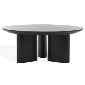 Safavieh BARNARD Round Wood Coffee Table – Elegant Centerpiece for Modern Living Rooms, Durable & Stylish Black SFV1703A