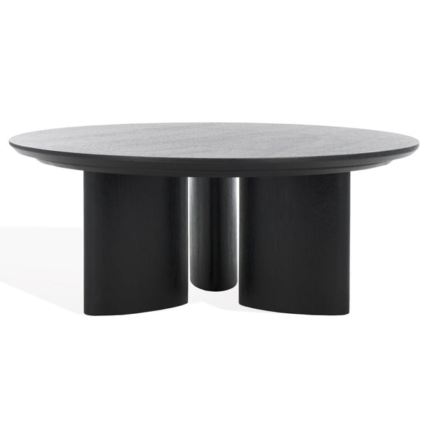Safavieh BARNARD Round Wood Coffee Table – Elegant Centerpiece for Modern Living Rooms, Durable & Stylish Black SFV1703A