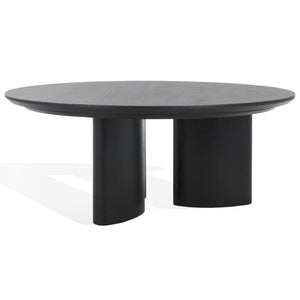 Safavieh BARNARD Round Wood Coffee Table – Elegant Centerpiece for Modern Living Rooms, Durable & Stylish Black SFV1703A