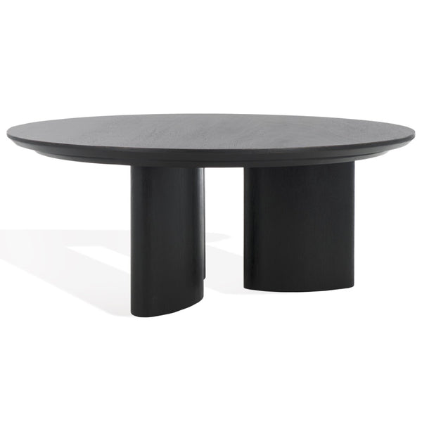 Safavieh BARNARD Round Wood Coffee Table – Elegant Centerpiece for Modern Living Rooms, Durable & Stylish Black SFV1703A