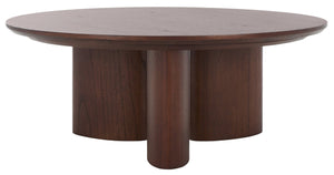 Safavieh BARNARD Round Wood Coffee Table – Elegant Centerpiece for Modern Living Rooms, Durable & Stylish Walnut SFV1703B