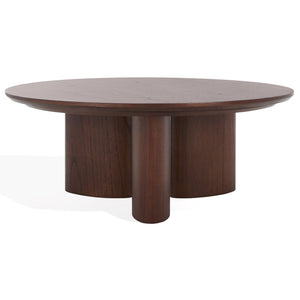Safavieh BARNARD Round Wood Coffee Table – Elegant Centerpiece for Modern Living Rooms, Durable & Stylish Walnut SFV1703B