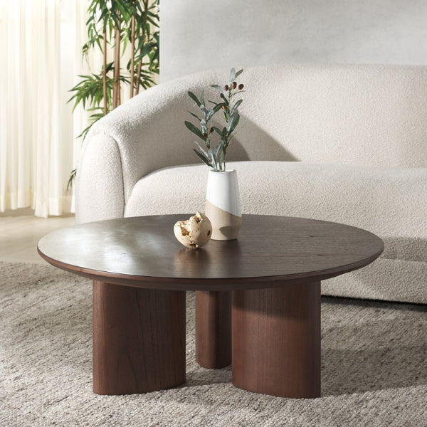 Safavieh BARNARD Round Wood Coffee Table – Elegant Centerpiece for Modern Living Rooms, Durable & Stylish Walnut SFV1703B