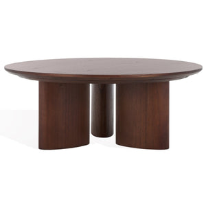 Safavieh BARNARD Round Wood Coffee Table – Elegant Centerpiece for Modern Living Rooms, Durable & Stylish Walnut SFV1703B