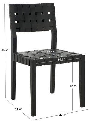 Safavieh Bette Woven Leather Dining Chair - Elevate Your Dining Experience With Luxurious Comfort & Style Black ,Black Wood ,Leather Sfv1902a-set2