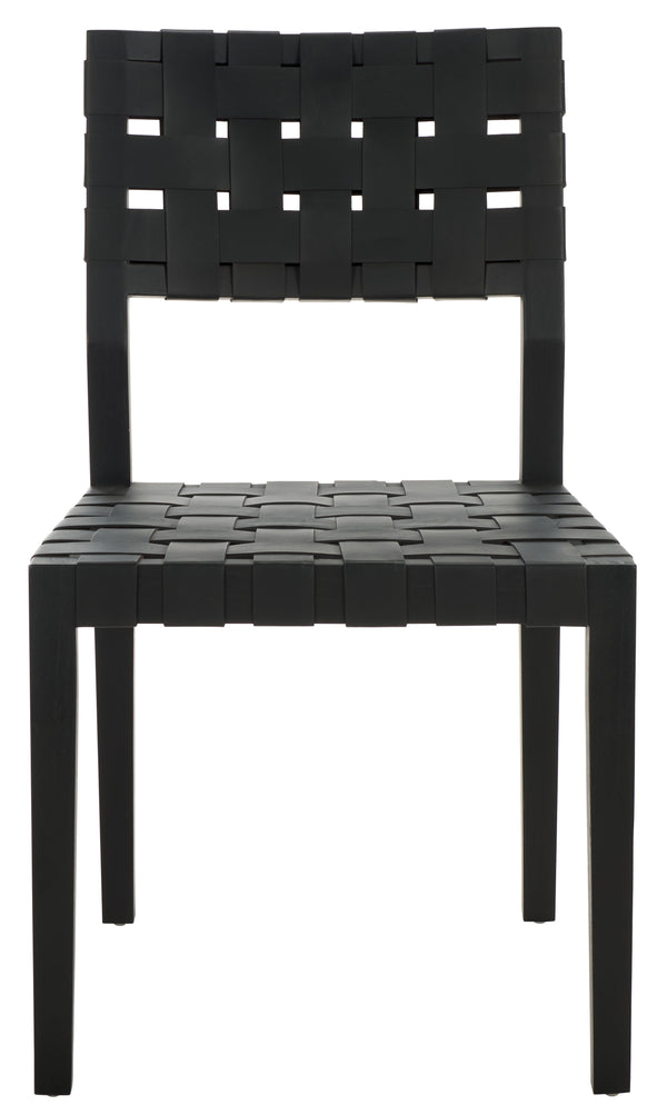 Safavieh Bette Woven Leather Dining Chair - Elevate Your Dining Experience With Luxurious Comfort & Style Black ,Black Wood ,Leather Sfv1902a-set2