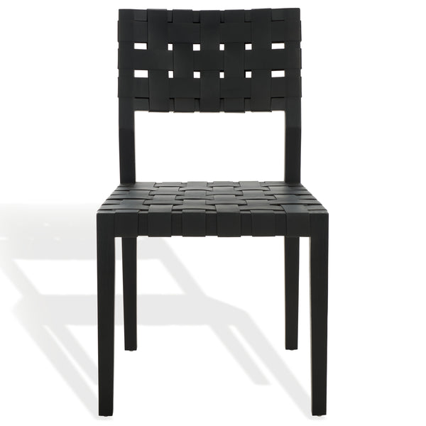 Safavieh Bette Woven Leather Dining Chair - Elevate Your Dining Experience With Luxurious Comfort & Style Black ,Black Wood ,Leather Sfv1902a-set2