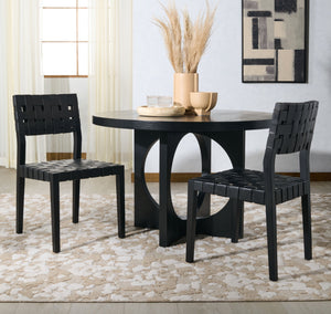 Safavieh Bette Woven Leather Dining Chair - Elevate Your Dining Experience With Luxurious Comfort & Style Black ,Black Wood ,Leather Sfv1902a-set2